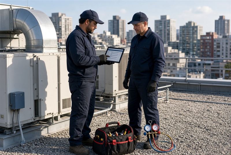 A maintenance technician servicing an electrical panel